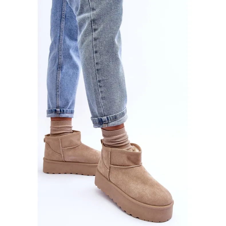 FD1 Suede Snow Boots On Corcoran Beige Platform