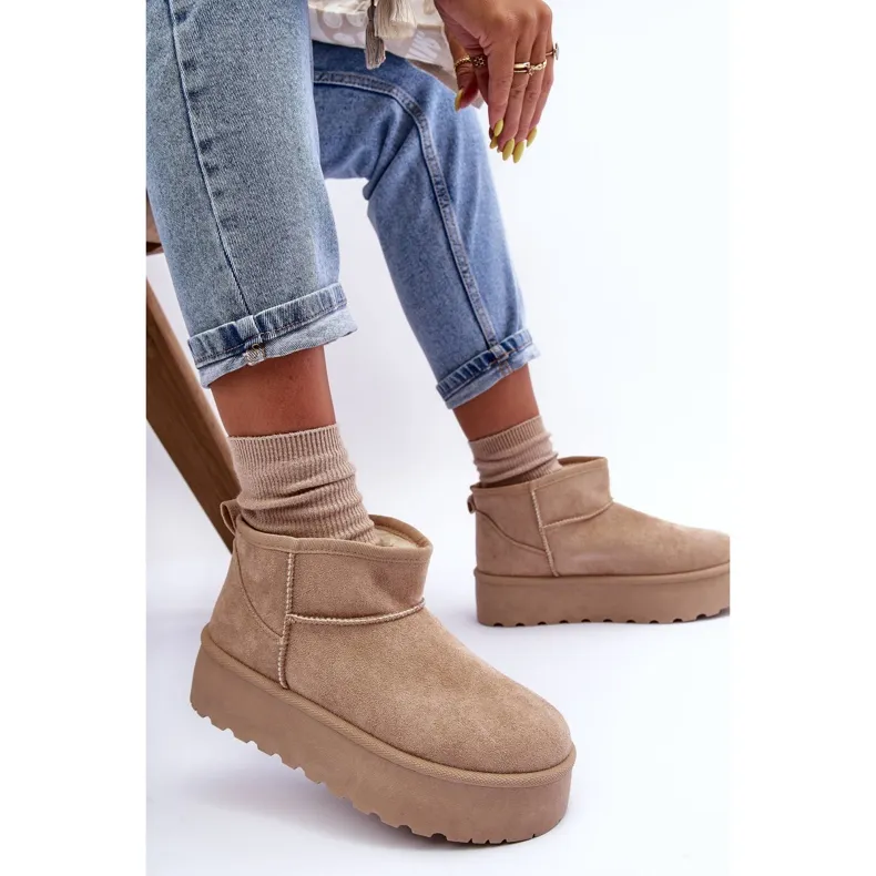 FD1 Suede Snow Boots On Corcoran Beige Platform