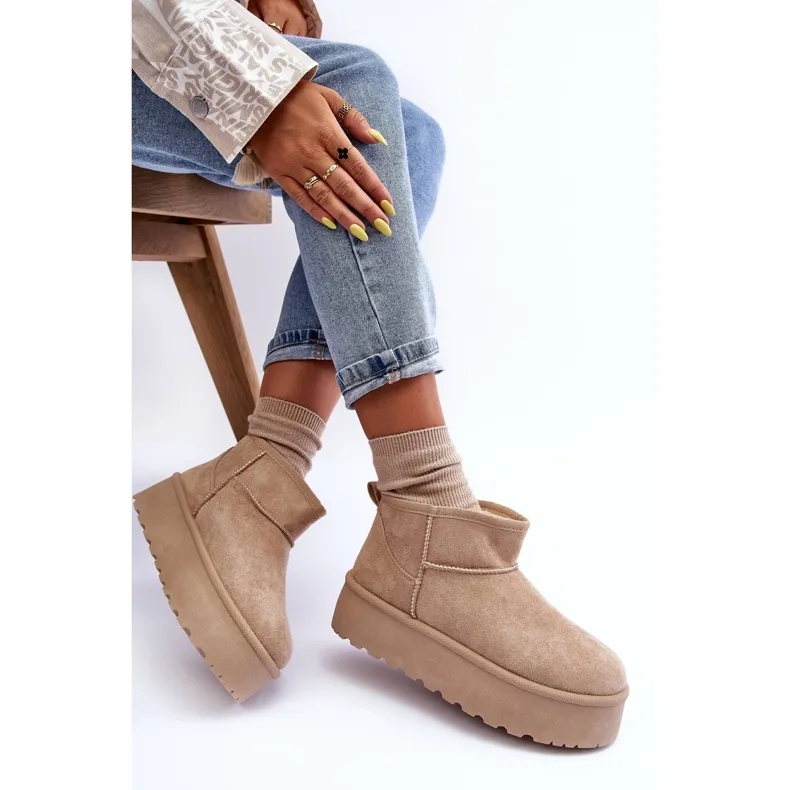 FD1 Suede Snow Boots On Corcoran Beige Platform