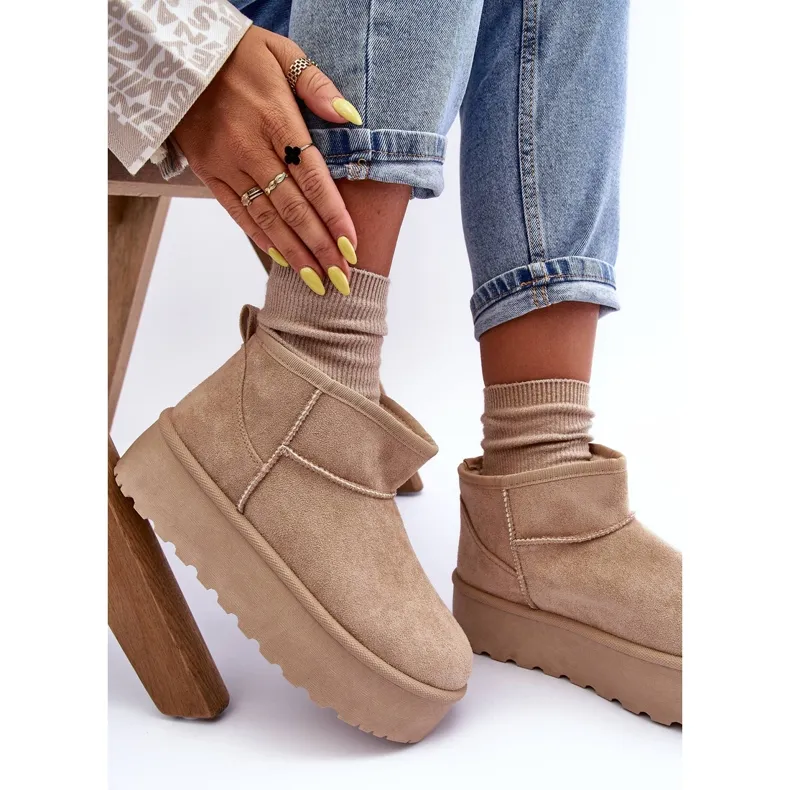 FD1 Suede Snow Boots On Corcoran Beige Platform