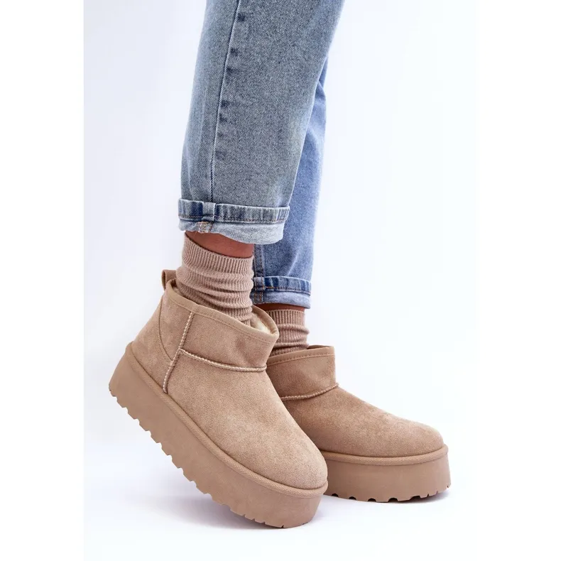 FD1 Suede Snow Boots On Corcoran Beige Platform