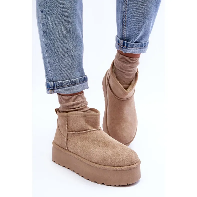 FD1 Suede Snow Boots On Corcoran Beige Platform