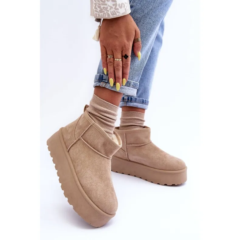 FD1 Suede Snow Boots On Corcoran Beige Platform