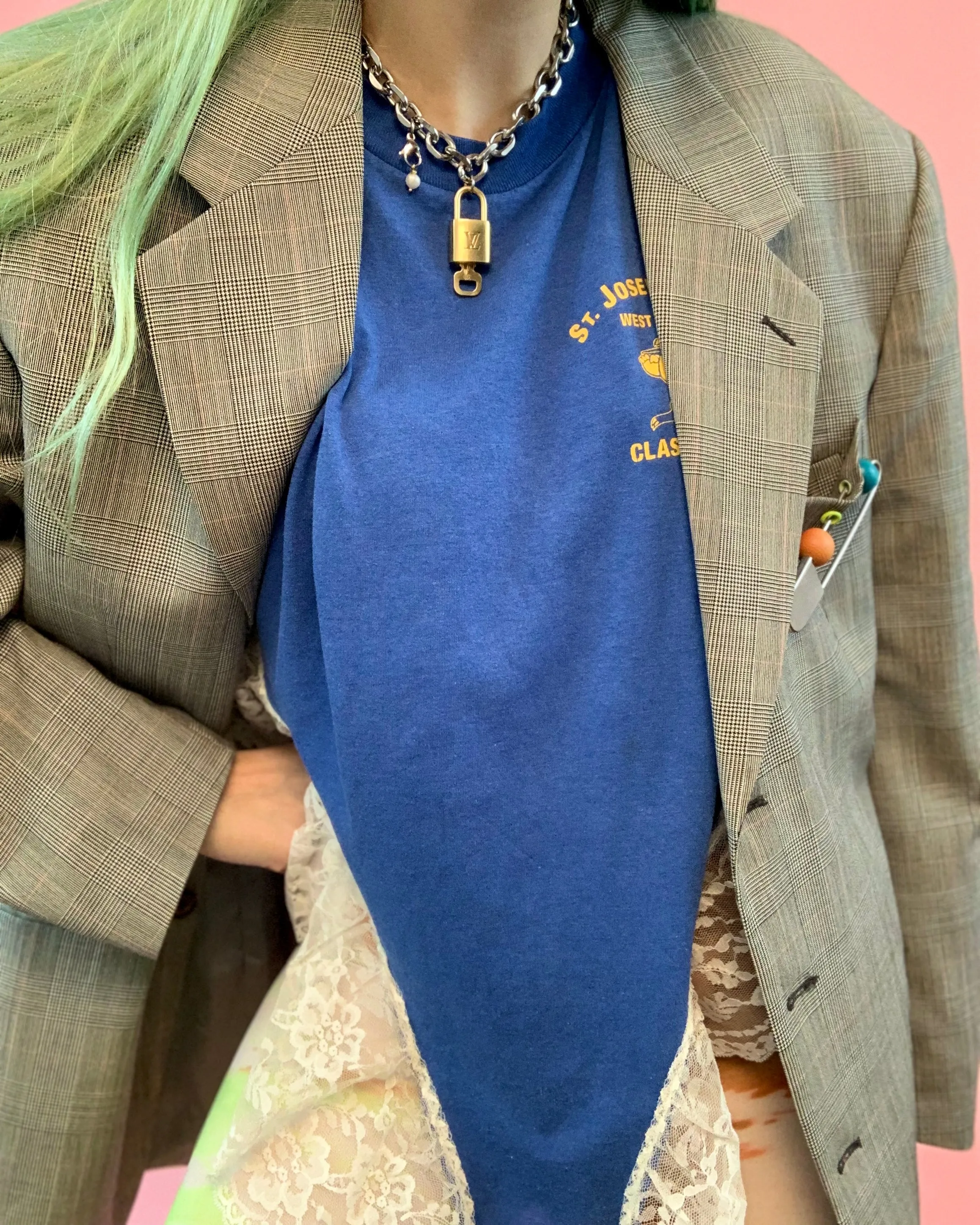 Flower + safety pin blazer