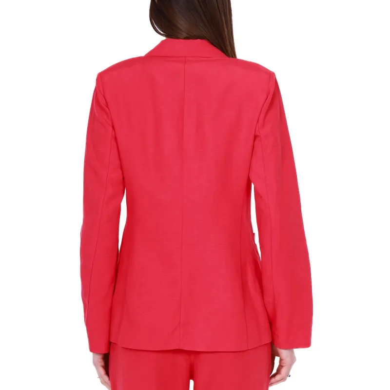 GIACCA BLAZER DOPPIOPETTO IN MISTO LINO, ROSSO