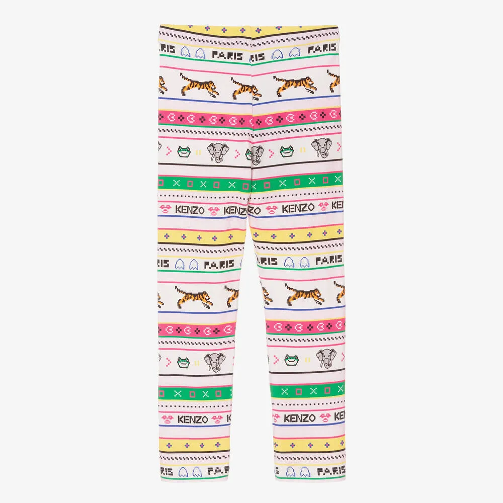 Girls Multicolour Cotton Stripe Leggings