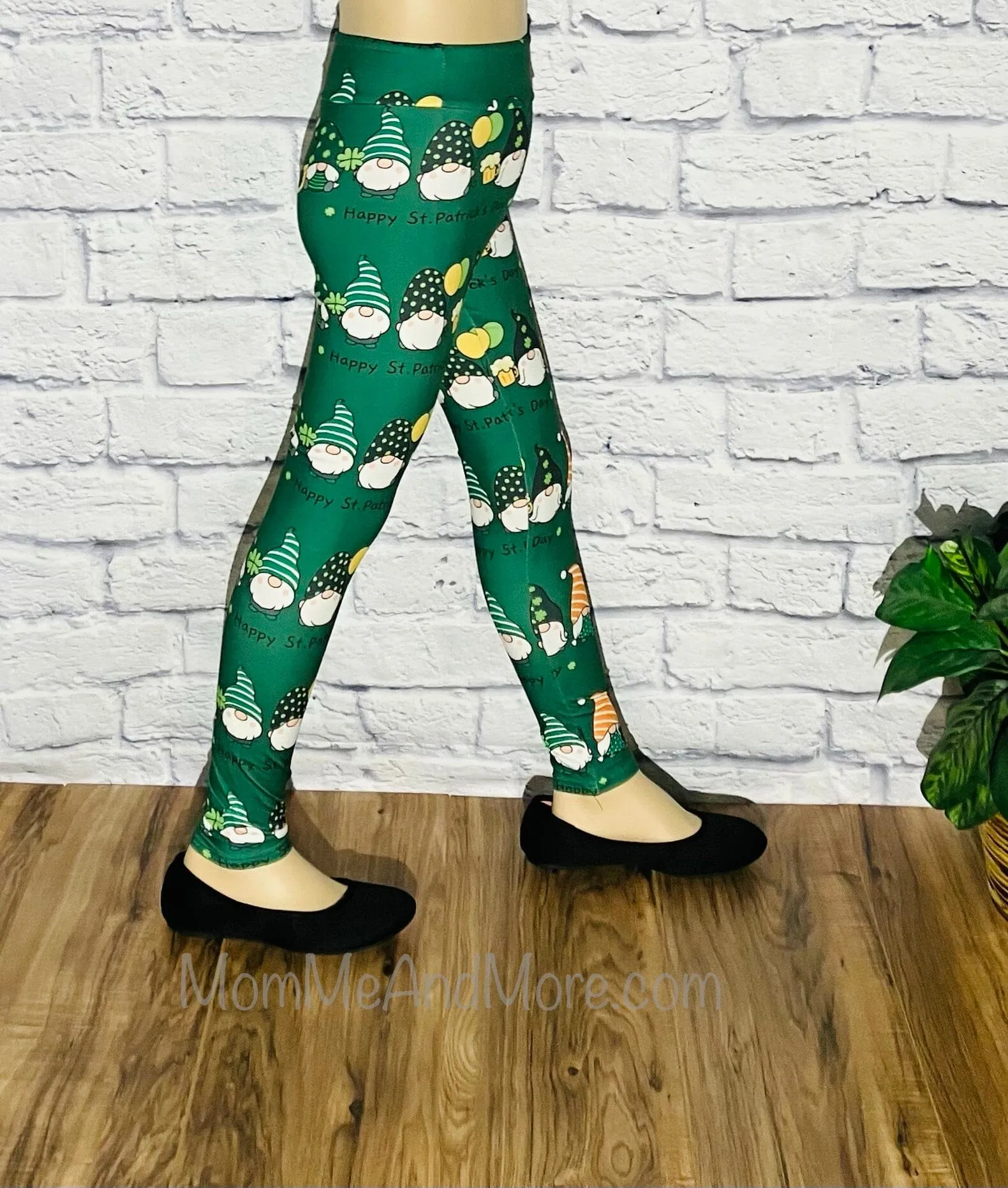 Girls St. Patrick Day Leggings, Kids Yoga Pants, Sizes S/L, Yoga Waist, Green, Exclusive Leggings