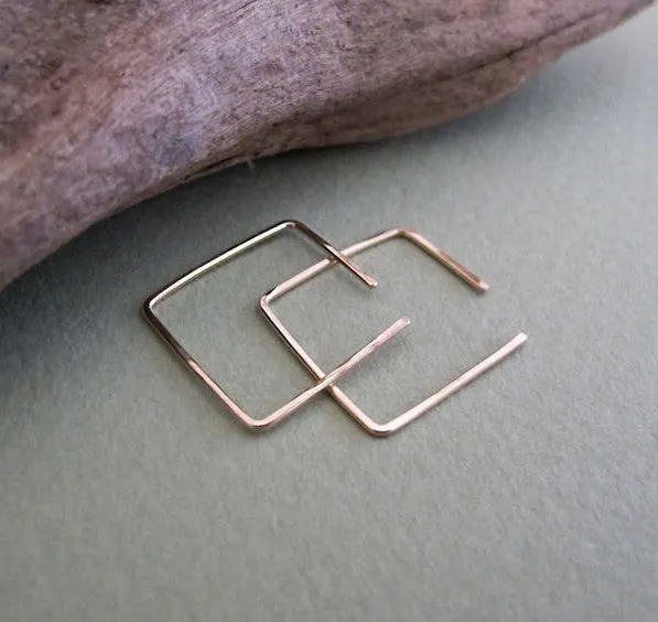 Gold Square Hoop Earrings