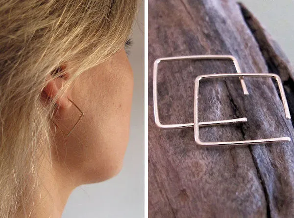 Gold Square Hoop Earrings