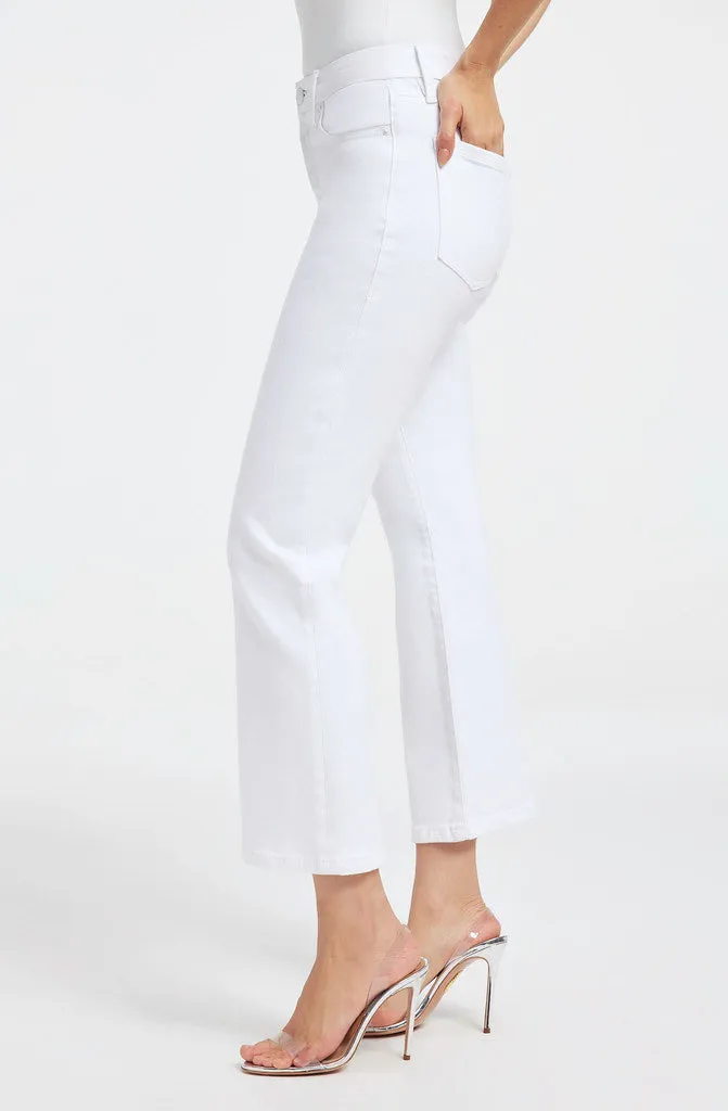 GOOD AMERICAN GOOD LEGS CROP MINI BOOT IN WHITE