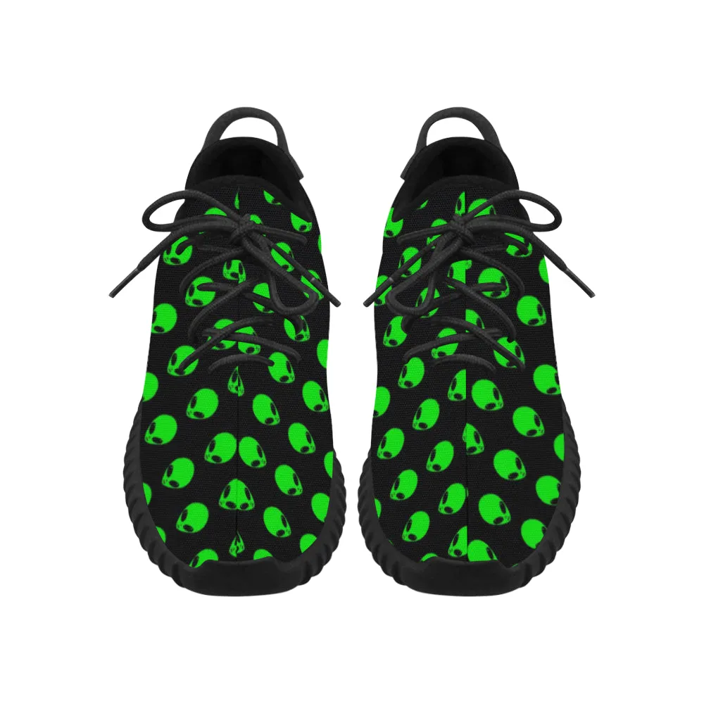 Green Alien Head Women's Breathable Woven Running Shoes