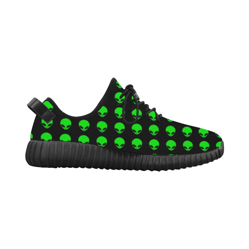 Green Alien Head Women's Breathable Woven Running Shoes