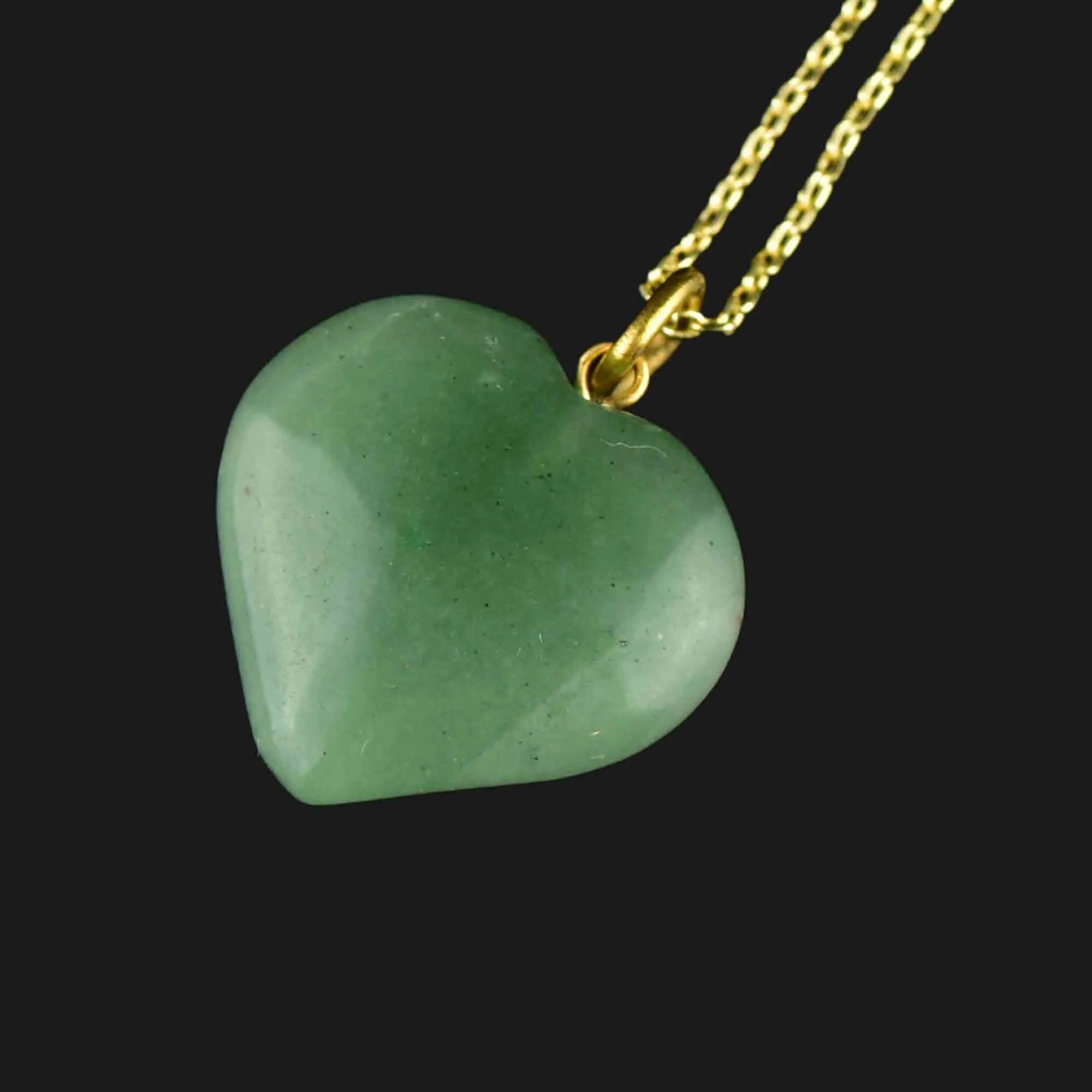 Green Aventurine Heart Bee Pendant Necklace