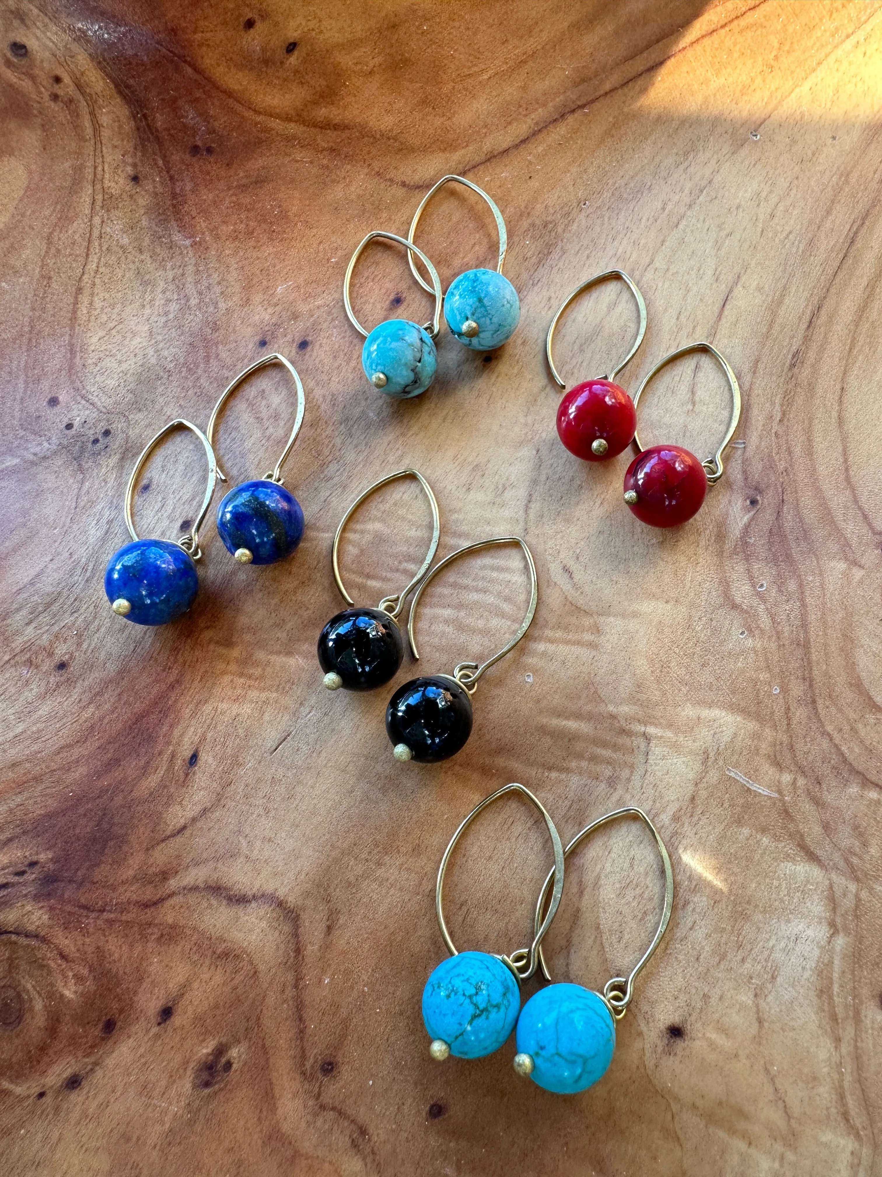 Hand-wired Semi Precious Stone Drop Earrings