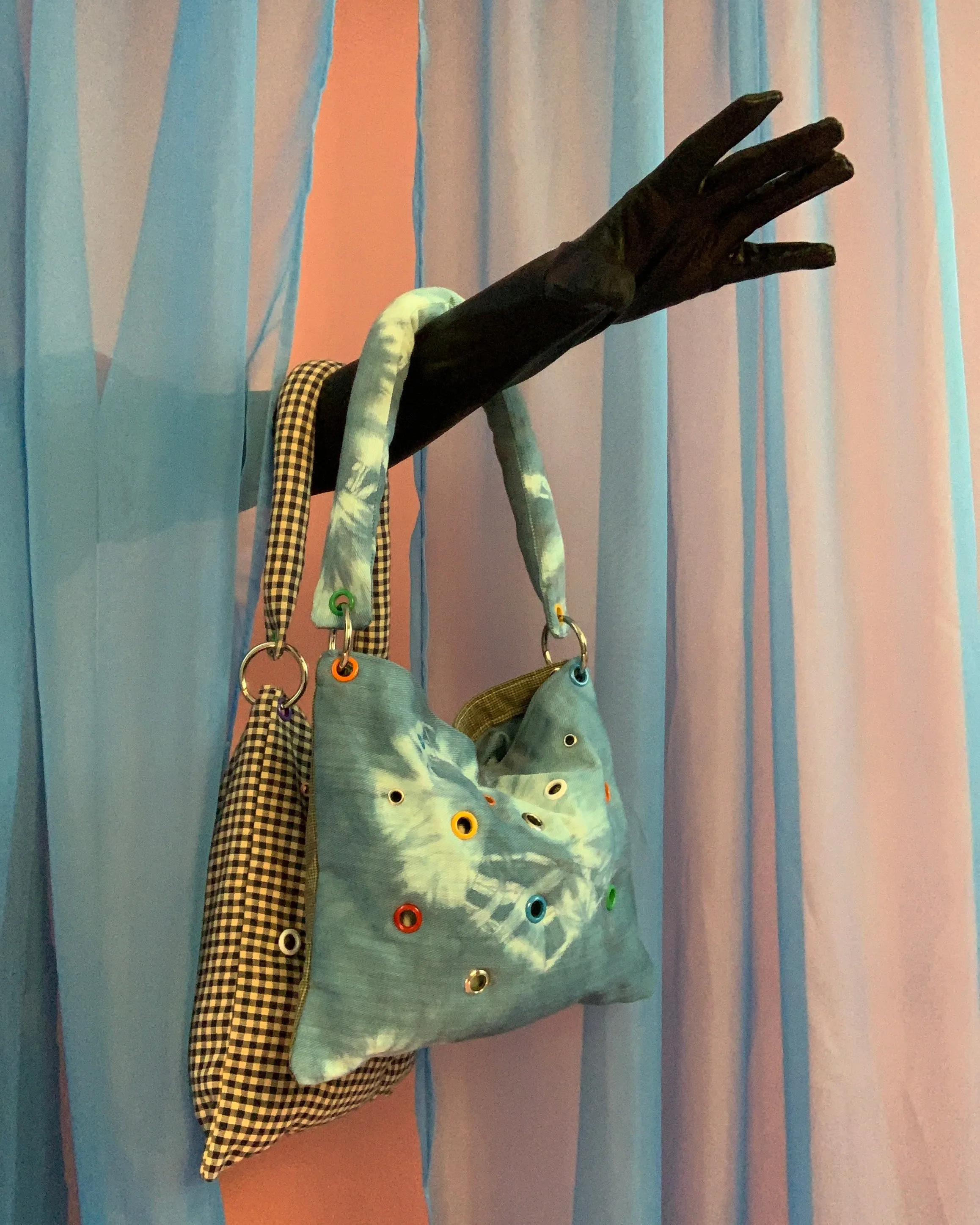 Handmade puff grommet bag