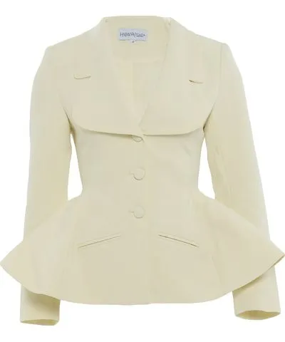 Hassana Duada Women's Hassana - Peplum Luxurious Structured Crepe Blazer- In Off White