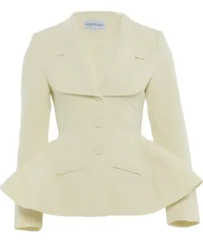 Hassana Duada Women's Hassana - Peplum Luxurious Structured Crepe Blazer- In Off White