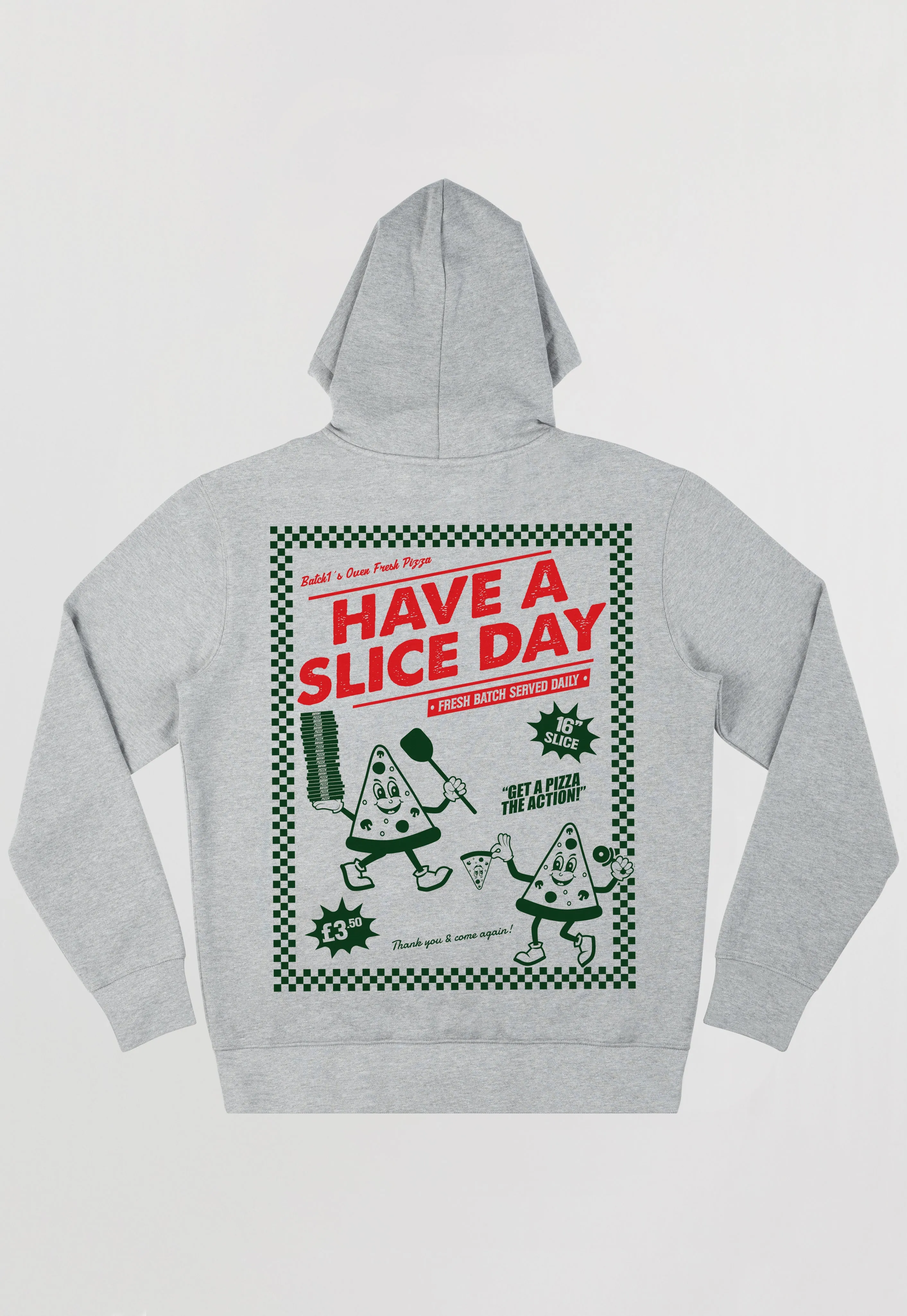 Have A Slice Day Back Print Pizza Hoodie In Grey