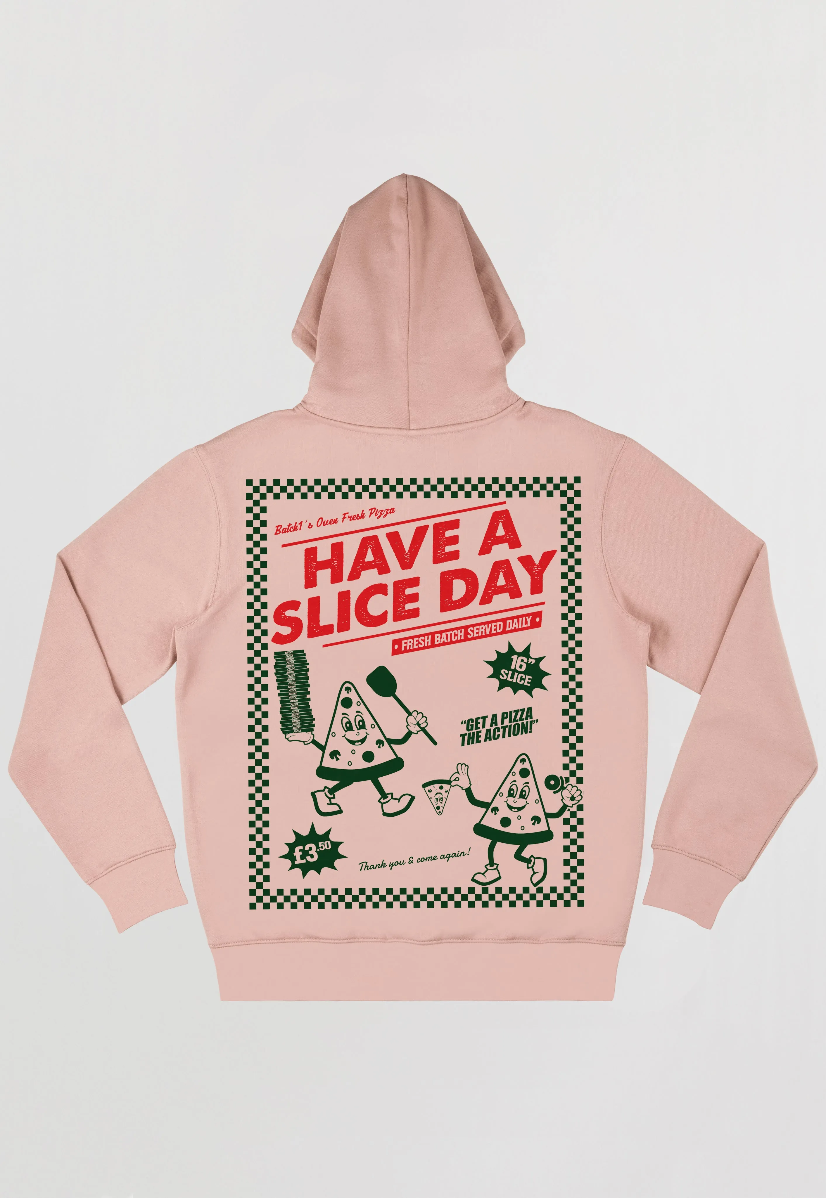 Have A Slice Day Back Print Pizza Hoodie In Peach