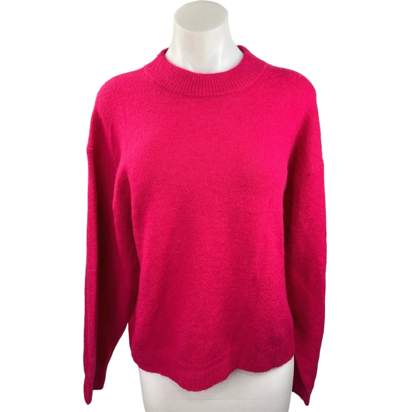 H&M Pink Wool Blend Crew Neck Oversized Long Sleeve Pullover Sweater Sz S