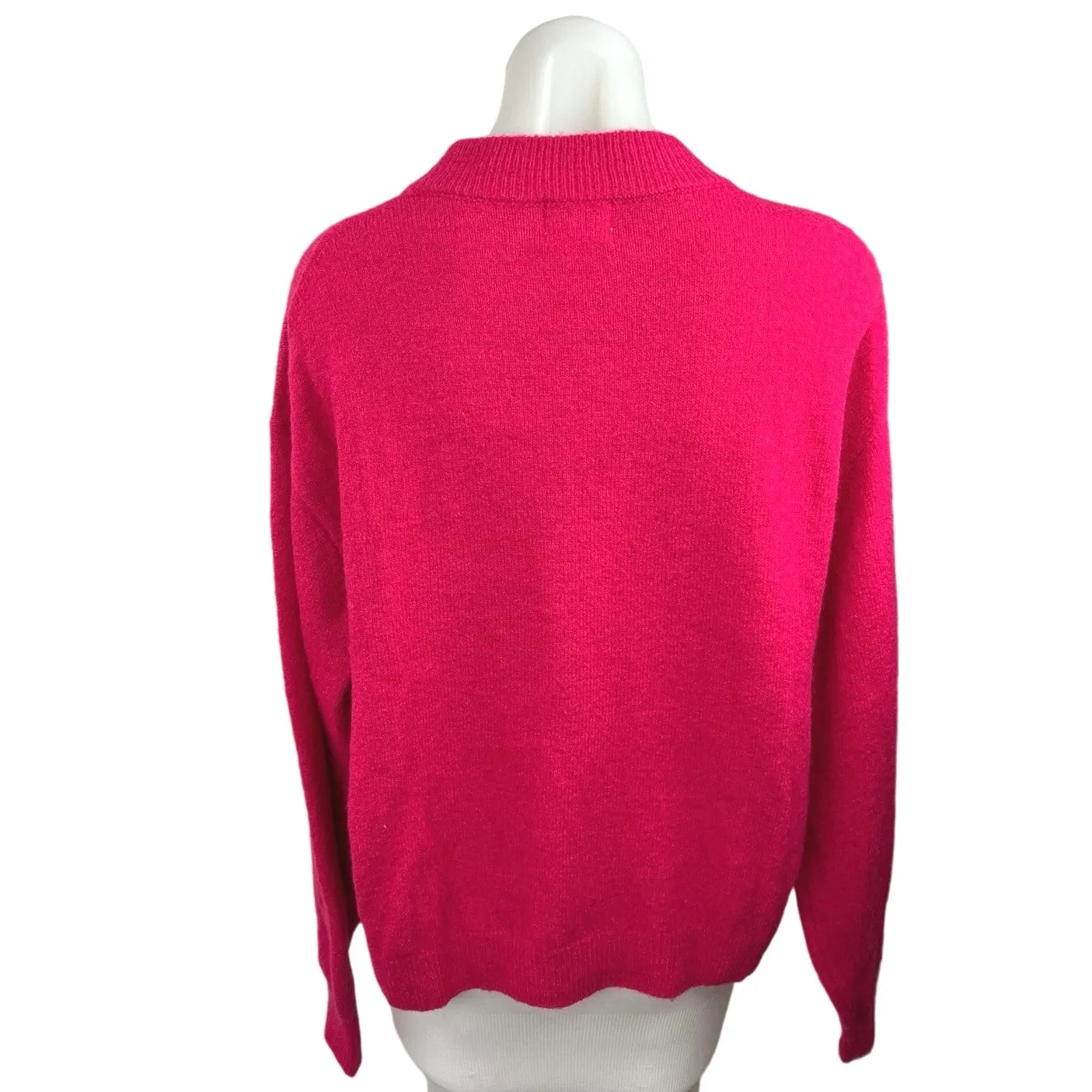 H&M Pink Wool Blend Crew Neck Oversized Long Sleeve Pullover Sweater Sz S