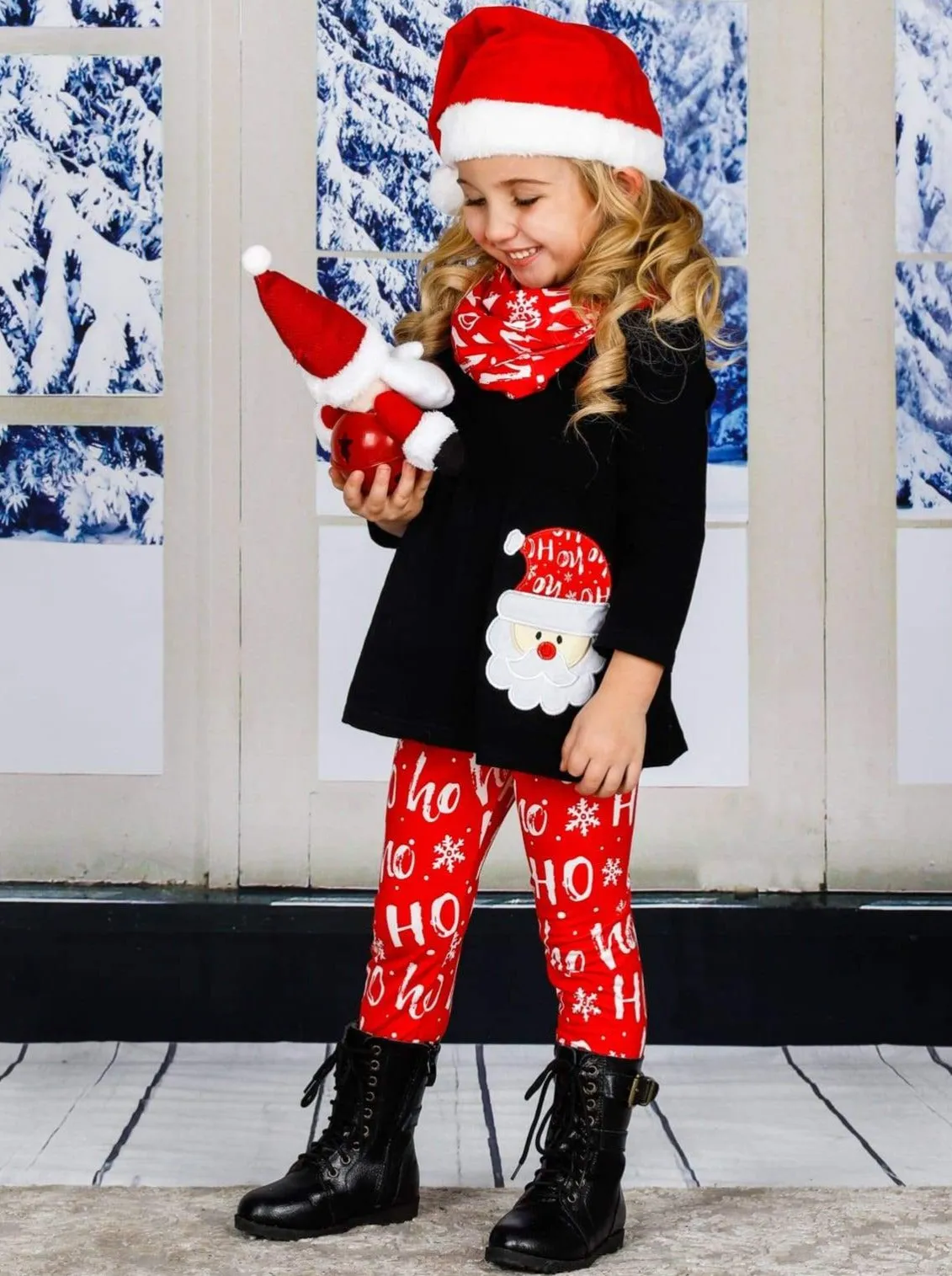 Ho, Ho, Ho Tunic, Scarf And Legging Set