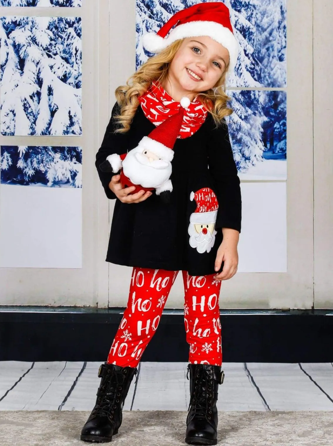 Ho, Ho, Ho Tunic, Scarf And Legging Set