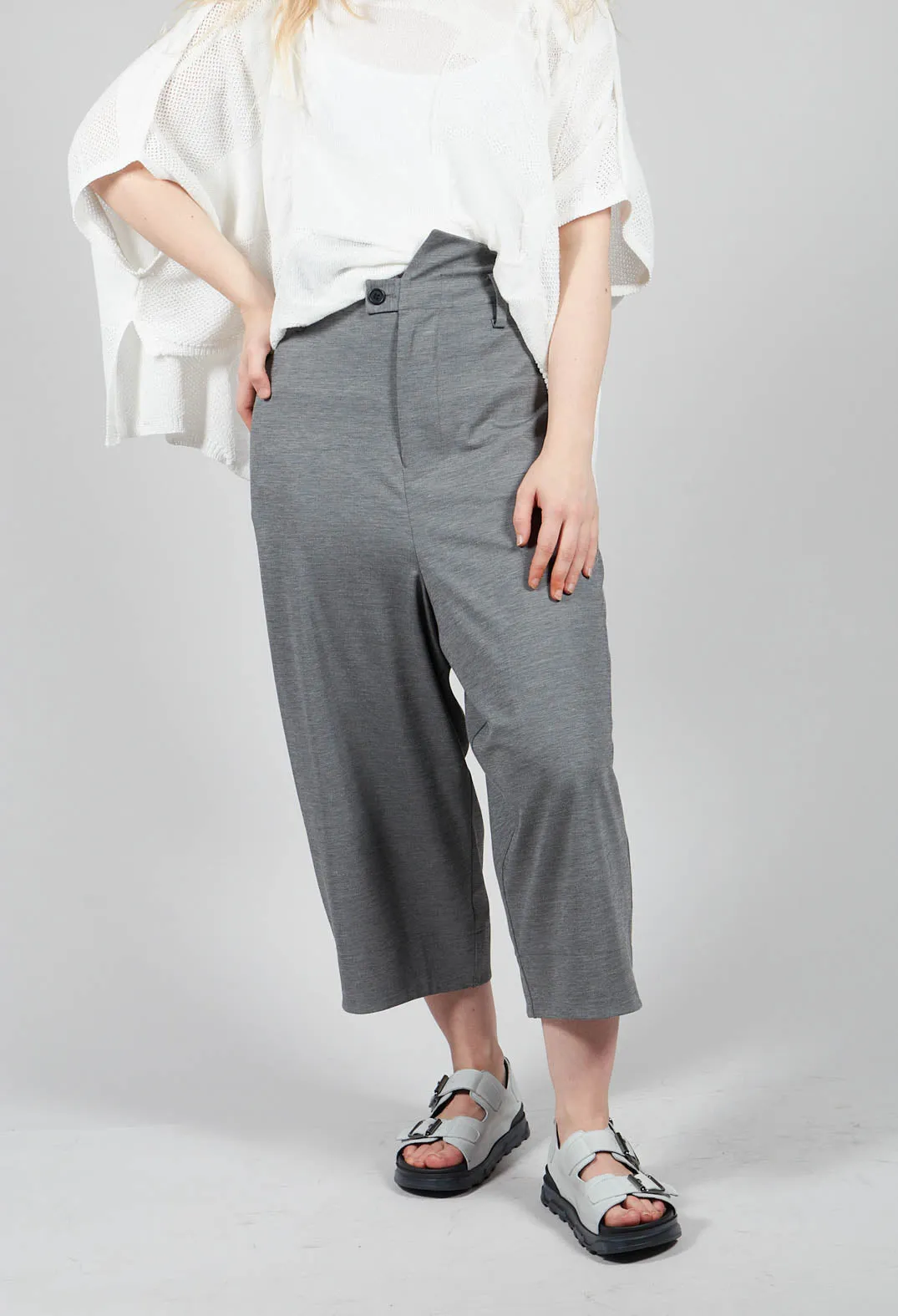 Jersey Stretch Drop Crotch Trousers In  Light Grey