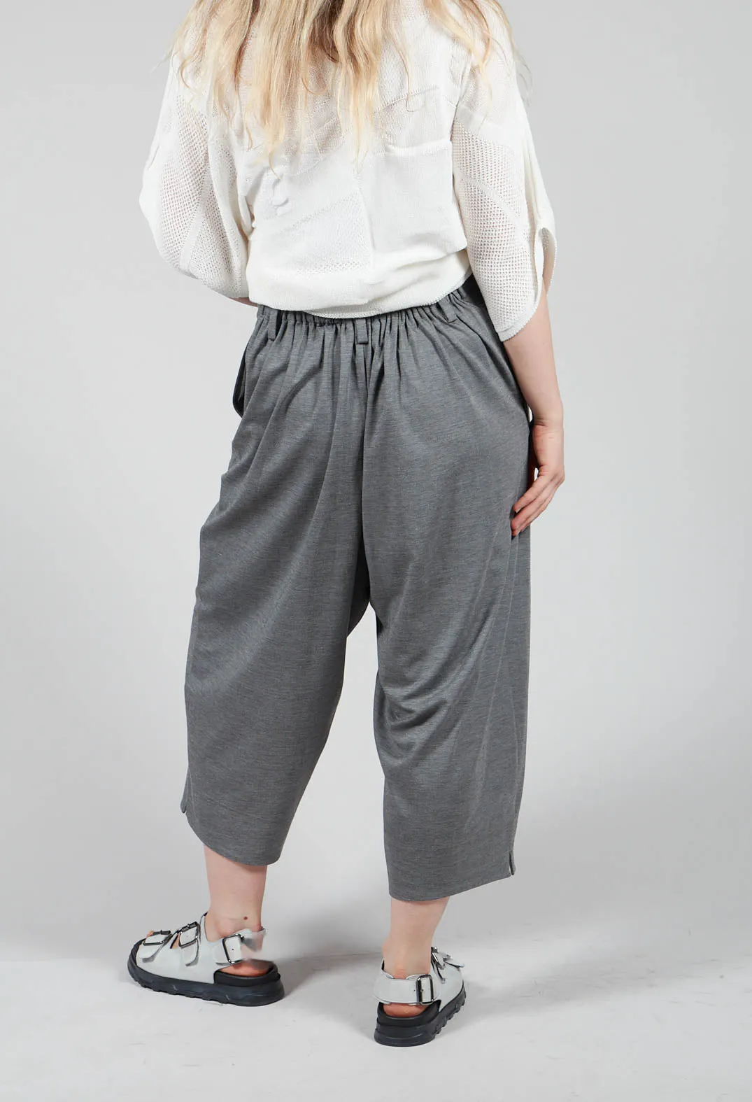 Jersey Stretch Drop Crotch Trousers In  Light Grey