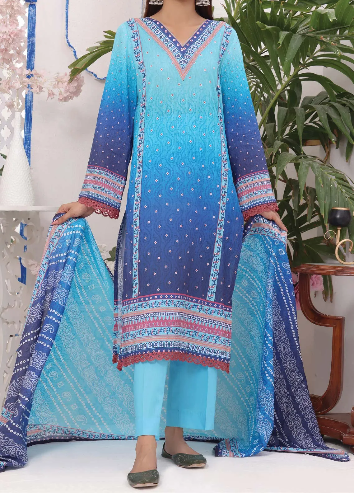 Jhalak By VS Textile Printed Lawn Unstitched 3 Piece Suit - 1936