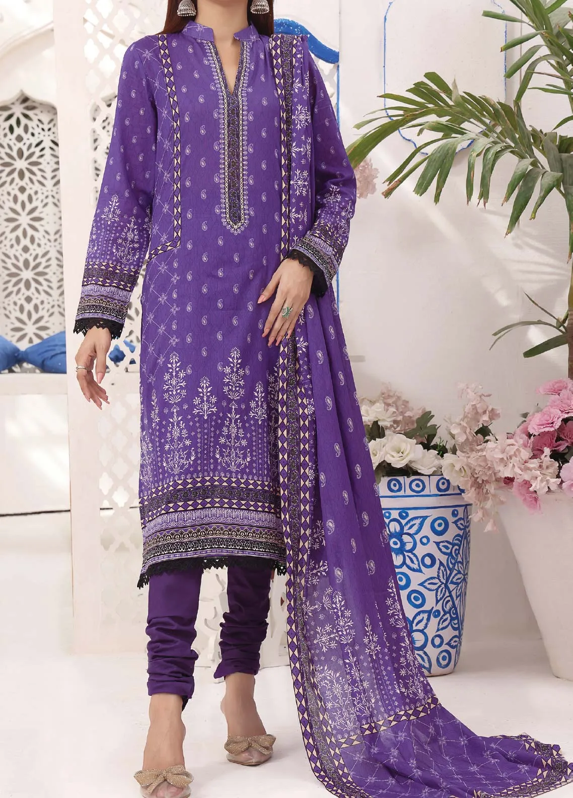 Jhalak By VS Textile Printed Lawn Unstitched 3 Piece Suit - 1940