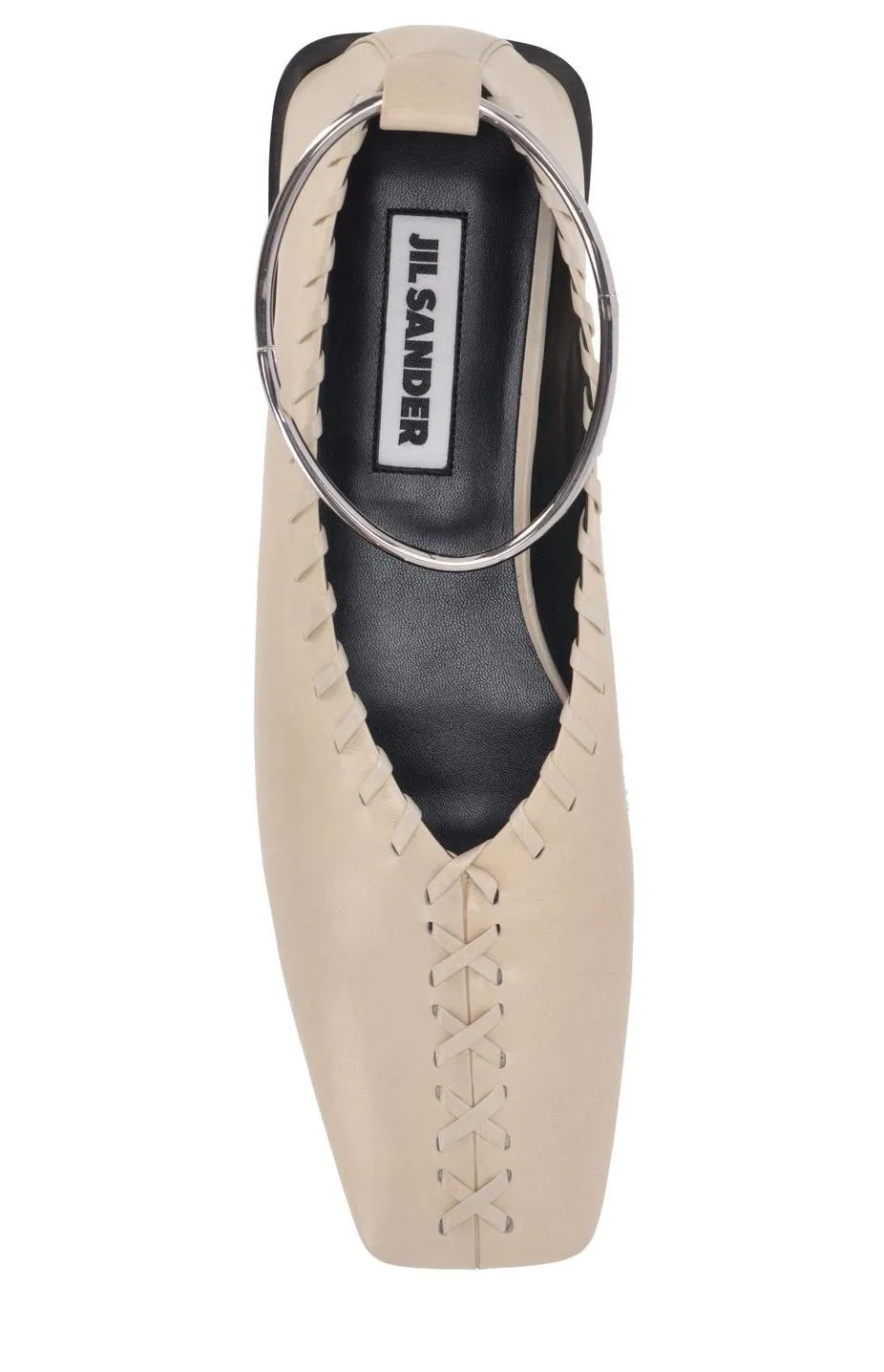 Jil Sander Whipstitch-Detailed Square Toe Flat Shoes