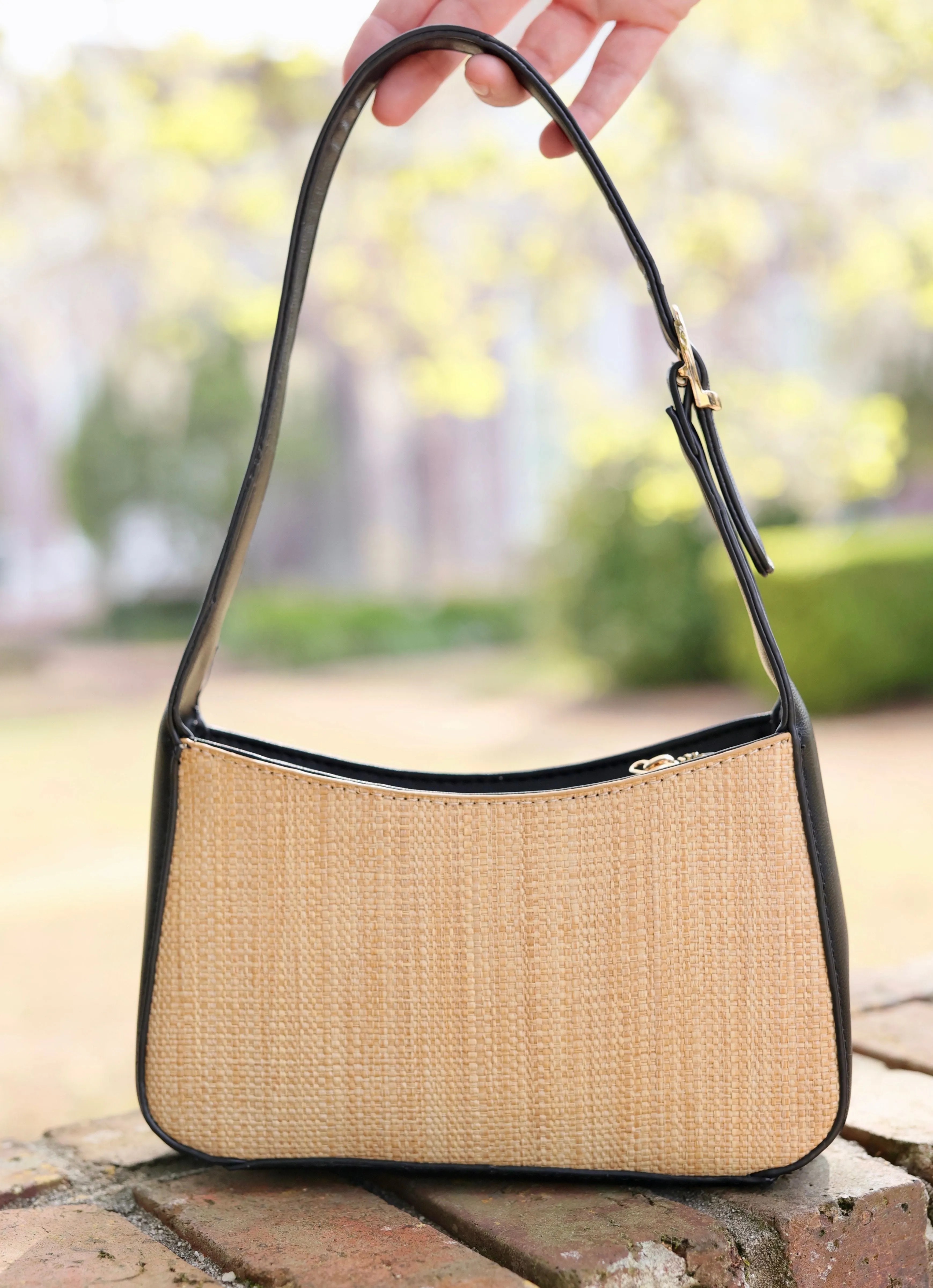 Jude Straw Handbag BLACK