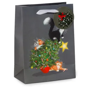 Kim Haskins Cats Christmas Tree Catastrophe Medium Gift Bag XGBAG98B