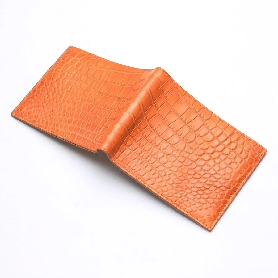 Light Brown Crocodile Stomach Skin Bifold Wallets