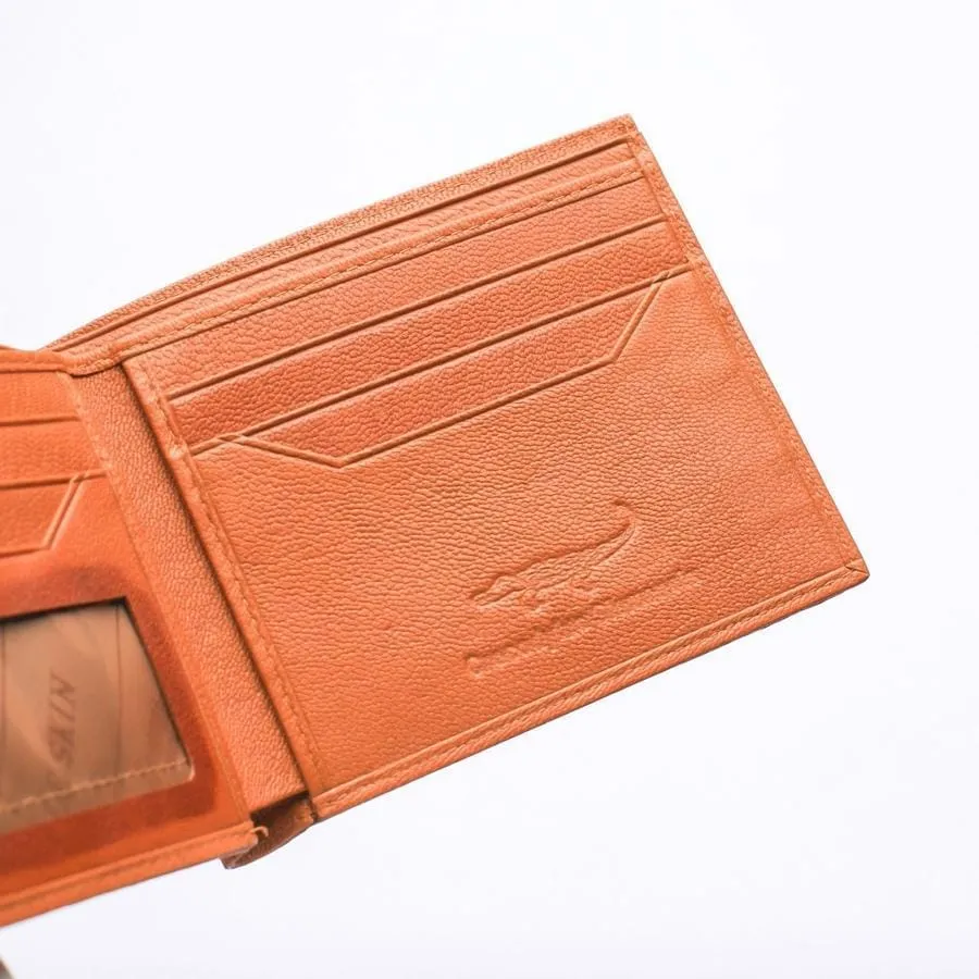 Light Brown Crocodile Stomach Skin Bifold Wallets