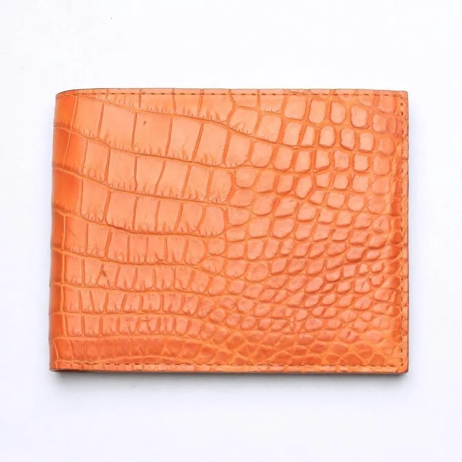 Light Brown Crocodile Stomach Skin Bifold Wallets