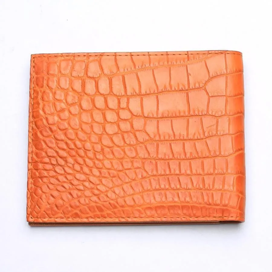 Light Brown Crocodile Stomach Skin Bifold Wallets