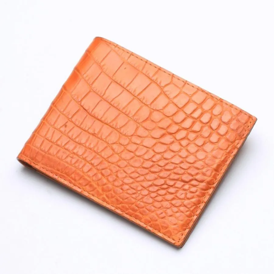 Light Brown Crocodile Stomach Skin Bifold Wallets