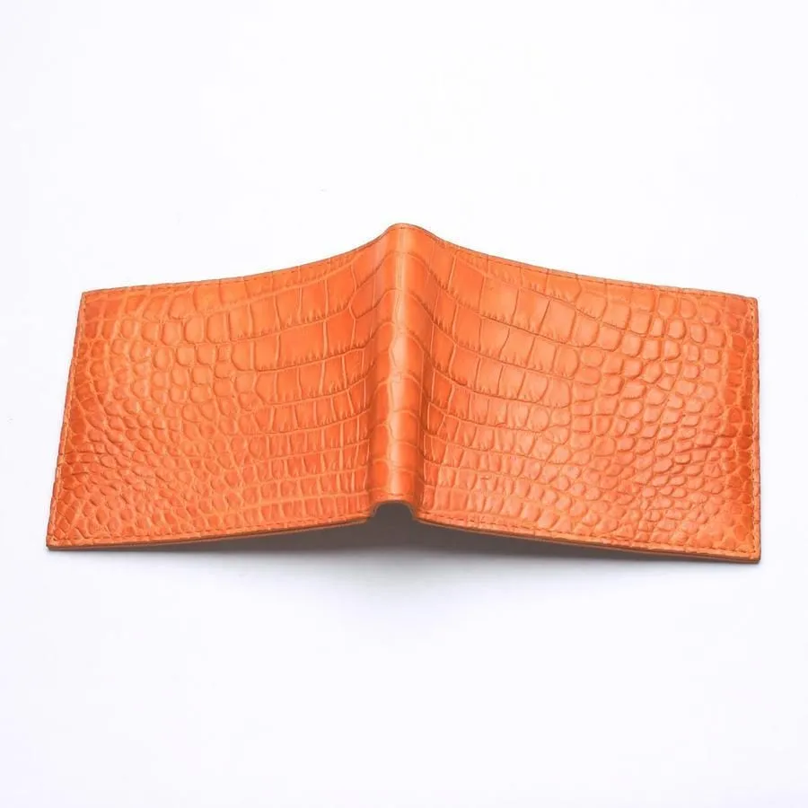 Light Brown Crocodile Stomach Skin Bifold Wallets