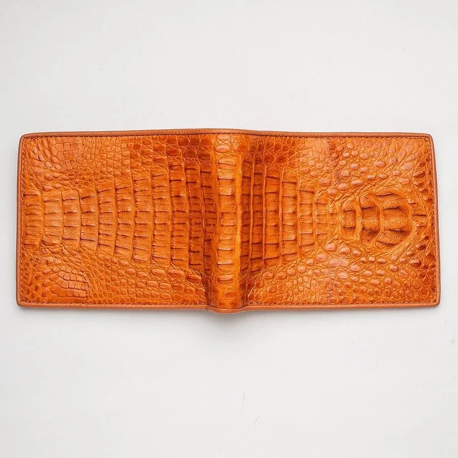 Light Brown Genuine Crocodile Hornback Skin Mens Wallet