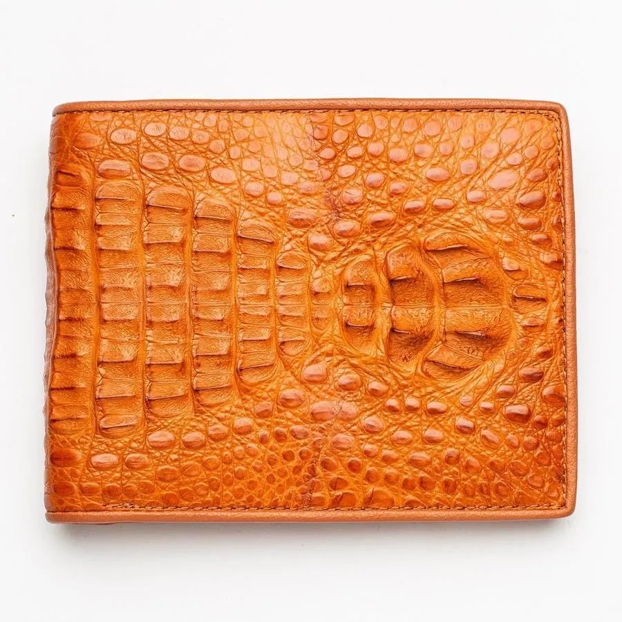 Light Brown Genuine Crocodile Hornback Skin Mens Wallet