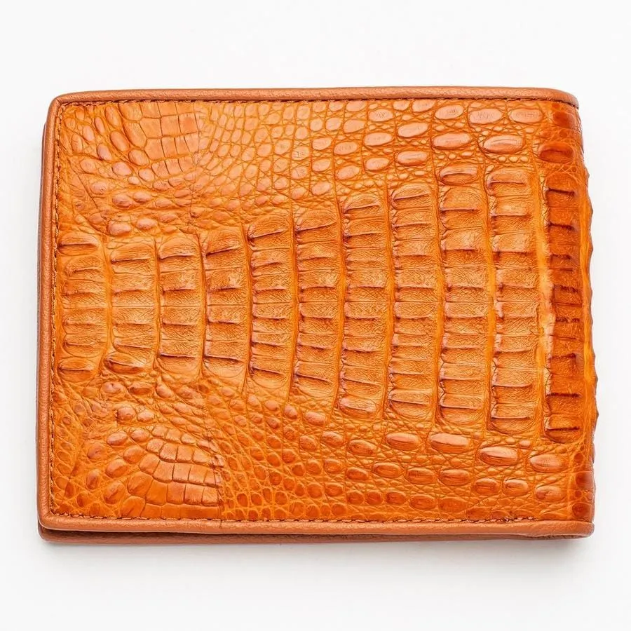 Light Brown Genuine Crocodile Hornback Skin Mens Wallet