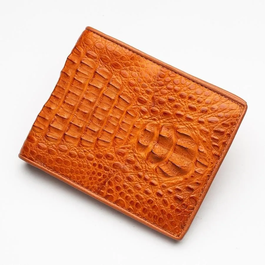 Light Brown Genuine Crocodile Hornback Skin Mens Wallet