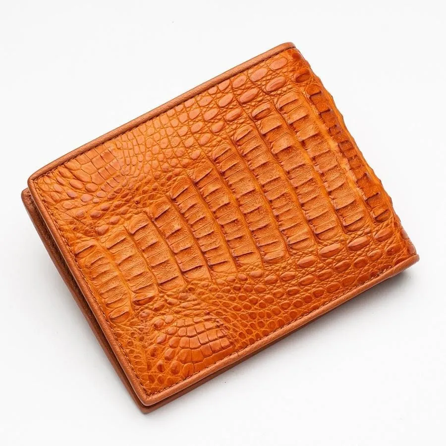 Light Brown Genuine Crocodile Hornback Skin Mens Wallet