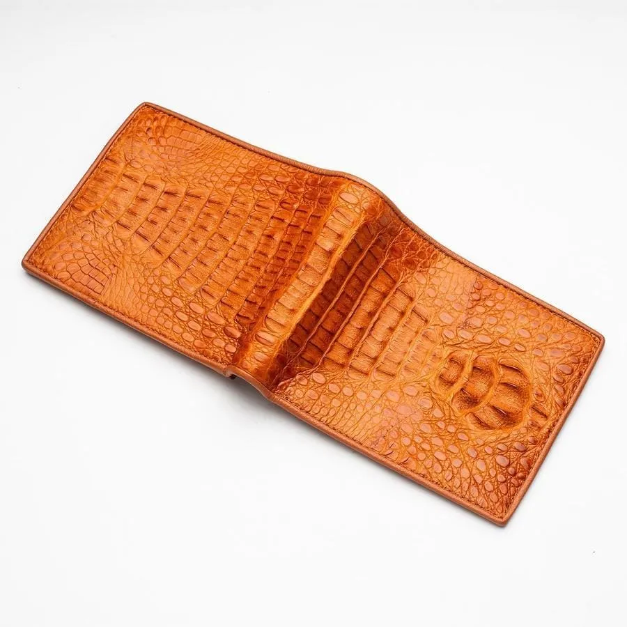 Light Brown Genuine Crocodile Hornback Skin Mens Wallet