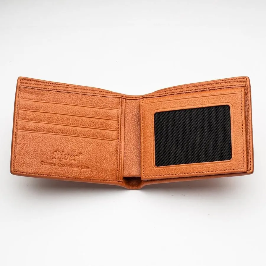 Light Brown Genuine Crocodile Hornback Skin Mens Wallet