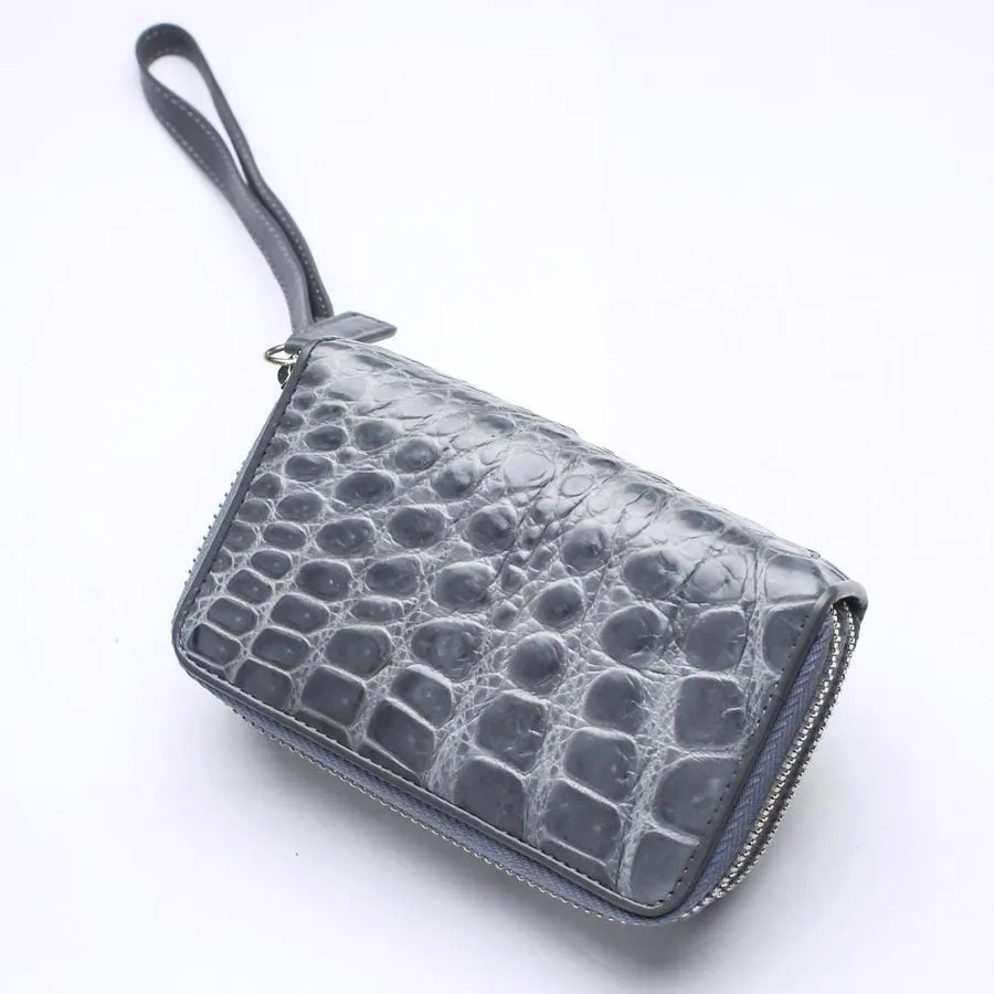 Light Gray Crocodile Backbone Skin Wallets