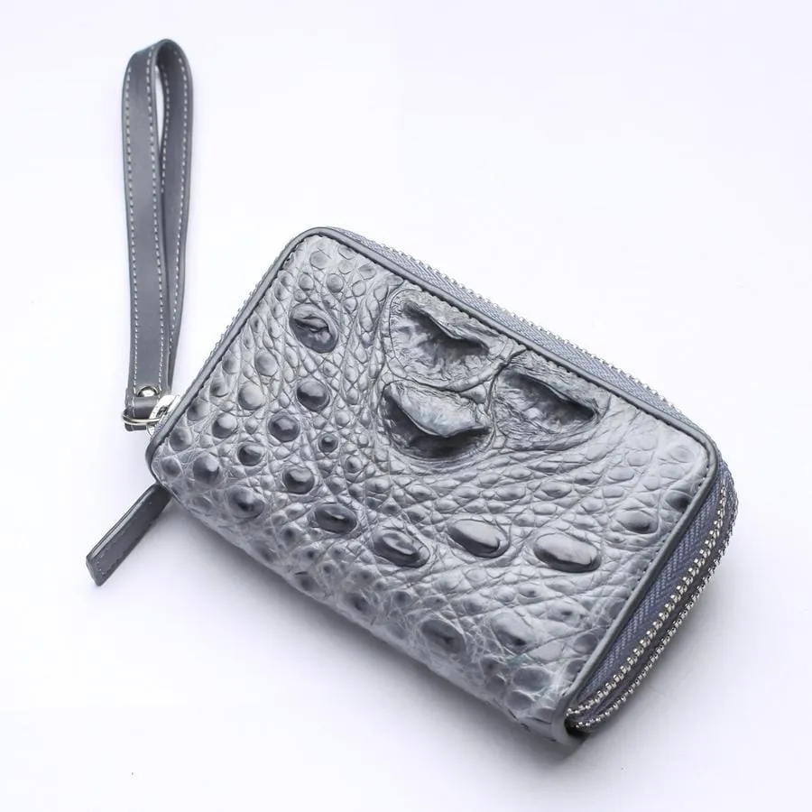 Light Gray Crocodile Backbone Skin Wallets