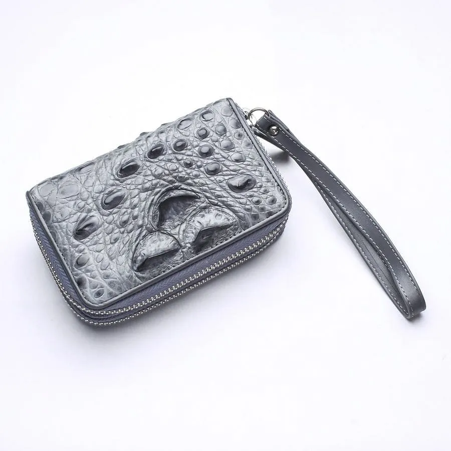 Light Gray Crocodile Backbone Skin Wallets